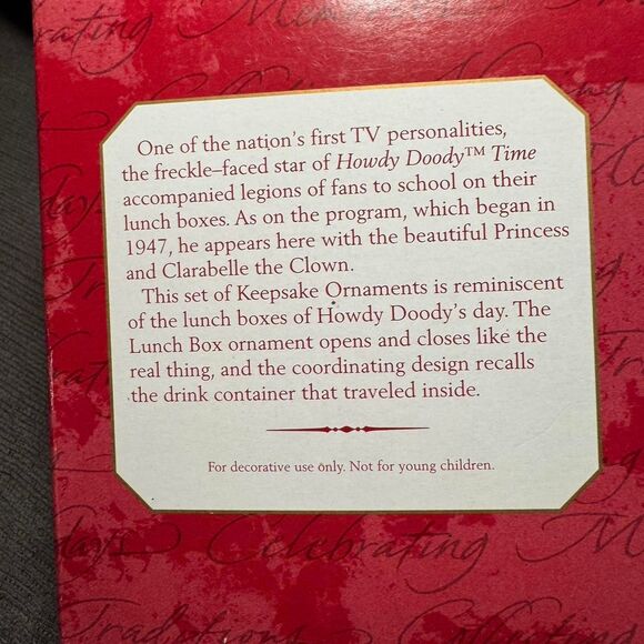 Hallmark Keepsake 1999 Howdy Doody Lunch Box Set Ornament TV Show Retro Tin Box - Picture 2 of 8